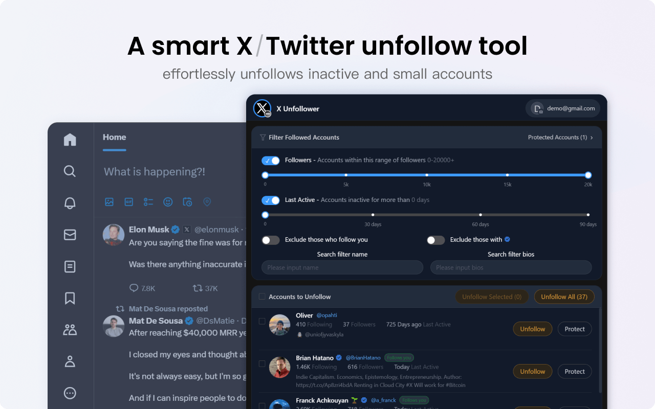 X Unfollower Interface
