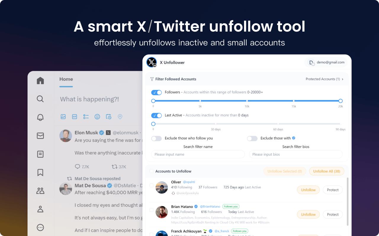 X Unfollower Interface